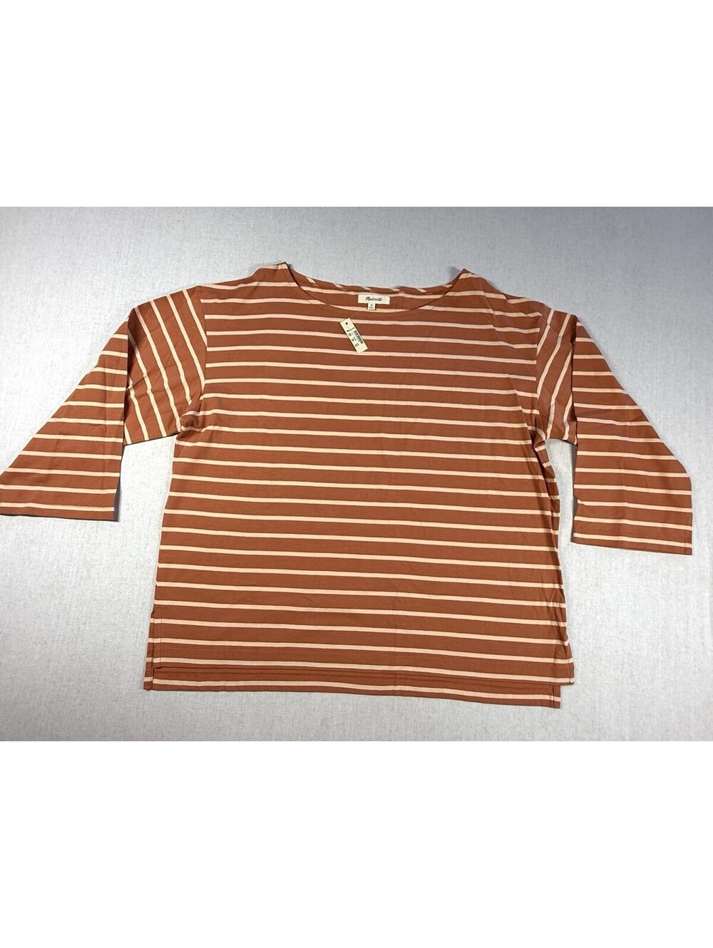 Madewell 100% Cotton Shirt Women Sz XL Striped Cropped Boxy Lagenlook Minimalist